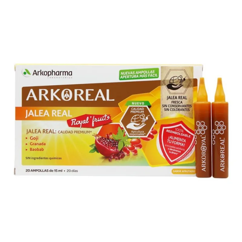 ARKOREAL JALEA REAL ROYAL FRUITS 20 AMPOLLAS Vitaminas Y Minerales|Complementos Alimenticios