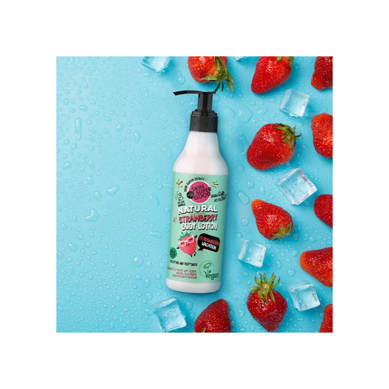 Loción Corporal Natural de Fresa Strawberry Vacation Vitamina A|Anti-Aging Global