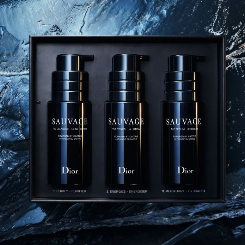 New SAUVAGE KIT RITUAL DE TRATAMIENTOLimpiador, loción y sérum con el poder del cactus Pureza|Anti-Aging Global