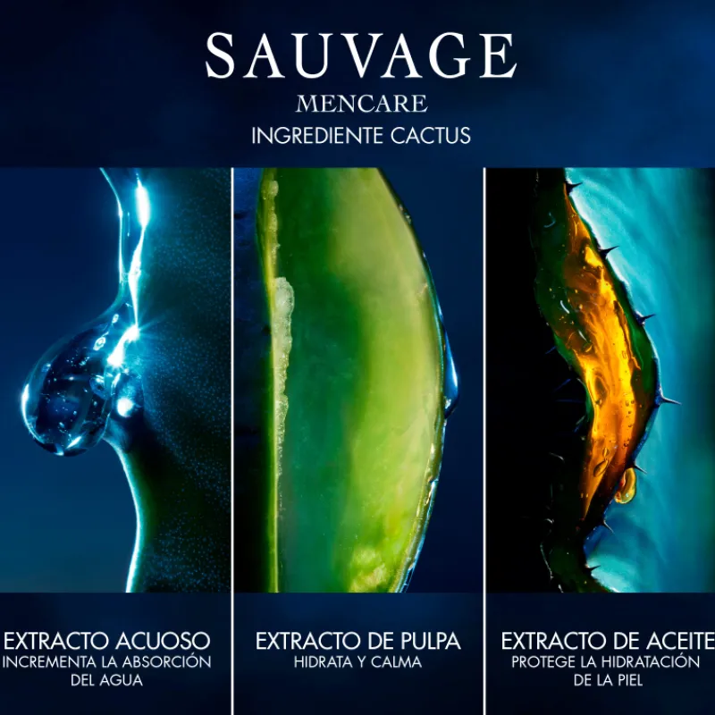New SAUVAGE KIT RITUAL DE TRATAMIENTOLimpiador, loción y sérum con el poder del cactus Pureza|Anti-Aging Global