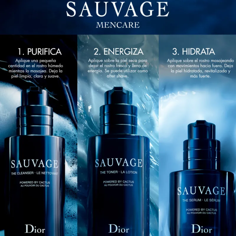 New SAUVAGE KIT RITUAL DE TRATAMIENTOLimpiador, loción y sérum con el poder del cactus Pureza|Anti-Aging Global