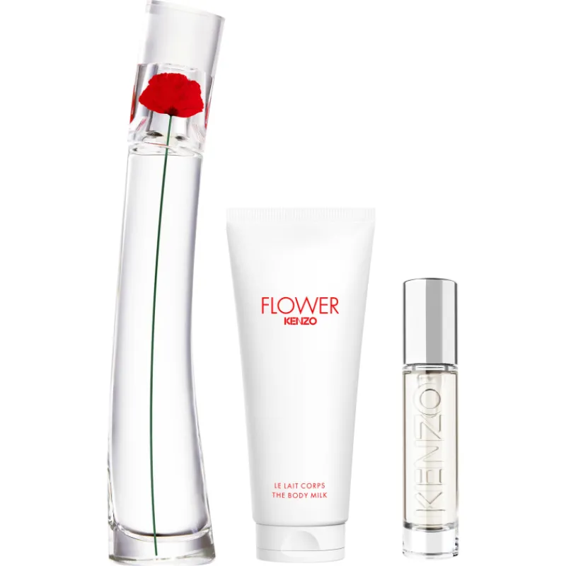 New Set Flower By Kenzo Eau de Parfum & Travel Spray & Body Milk Mujer Estuches Y Gift Sets
