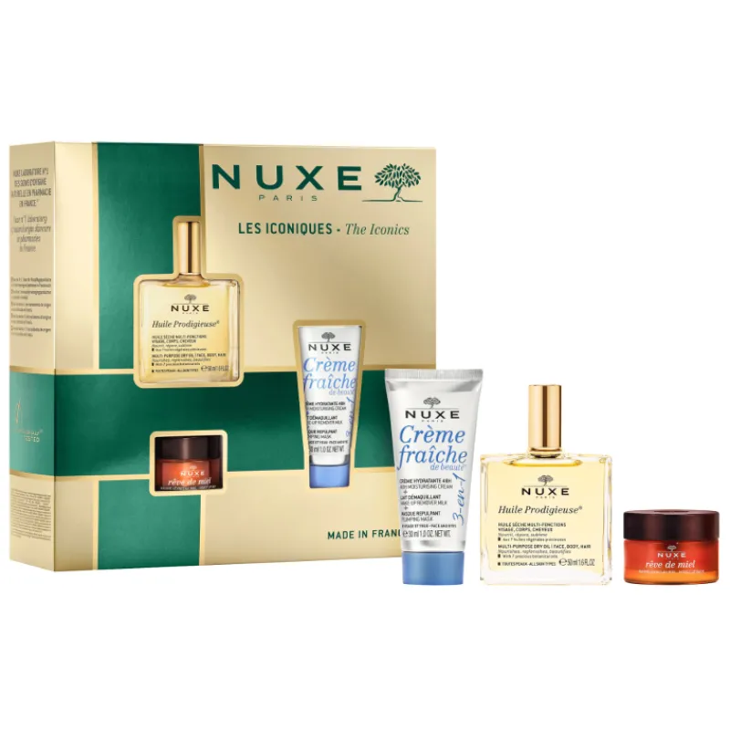 Best Set Huile Prodigieuse + Rêve de Miel Bálsamo de Labios + Crema Fraîche de beauté 3-en-1 Estuches|Facial