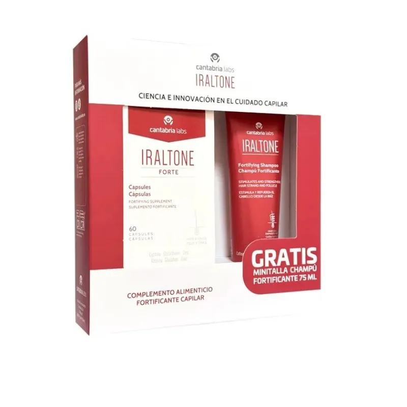 New Set Iraltone Forte Cápsulas + Champú Fortificante Tratamientos Capilares
